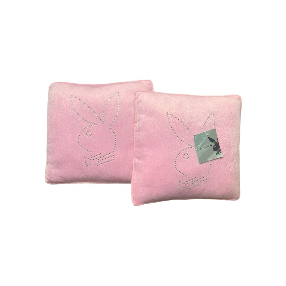 Playboy Pink Pillow set with Rhinestone Bunny Design